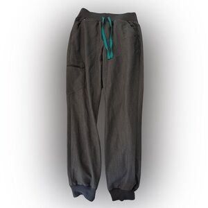 Figs Charcoal Joggers with Teal Drawstring